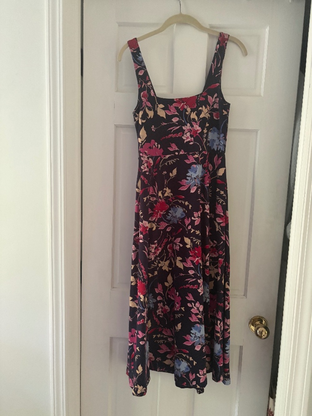 Pact organic fit and flare square neck dress size small